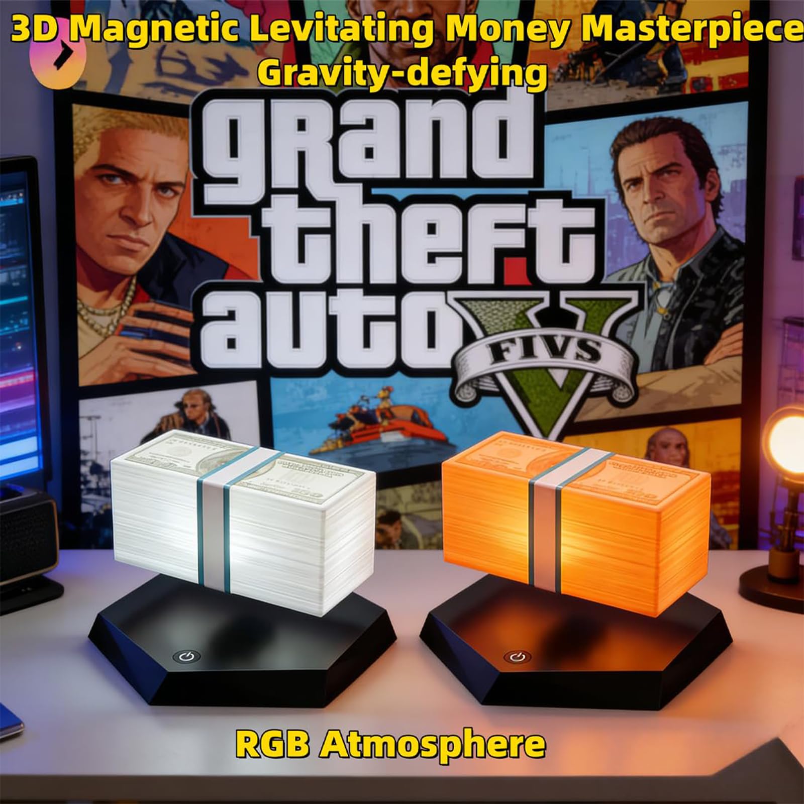 Floating Money Banknote Lamp for GTA Fans, Magnetic Levitation